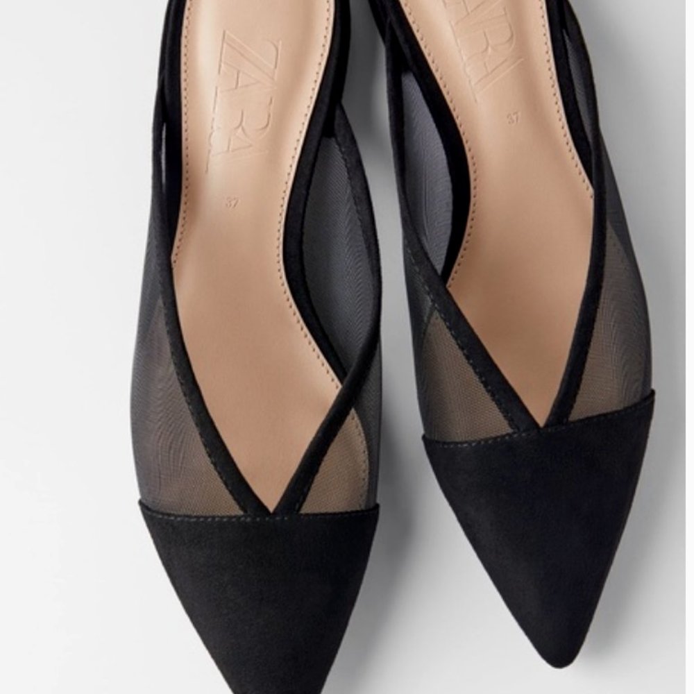 Zara Black Mesh Mules